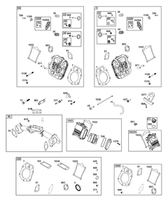 Cylinder Head Group Diagram and Parts List for 613277-0011-E1 400000 - 699999 Briggs and Stratton Engine
